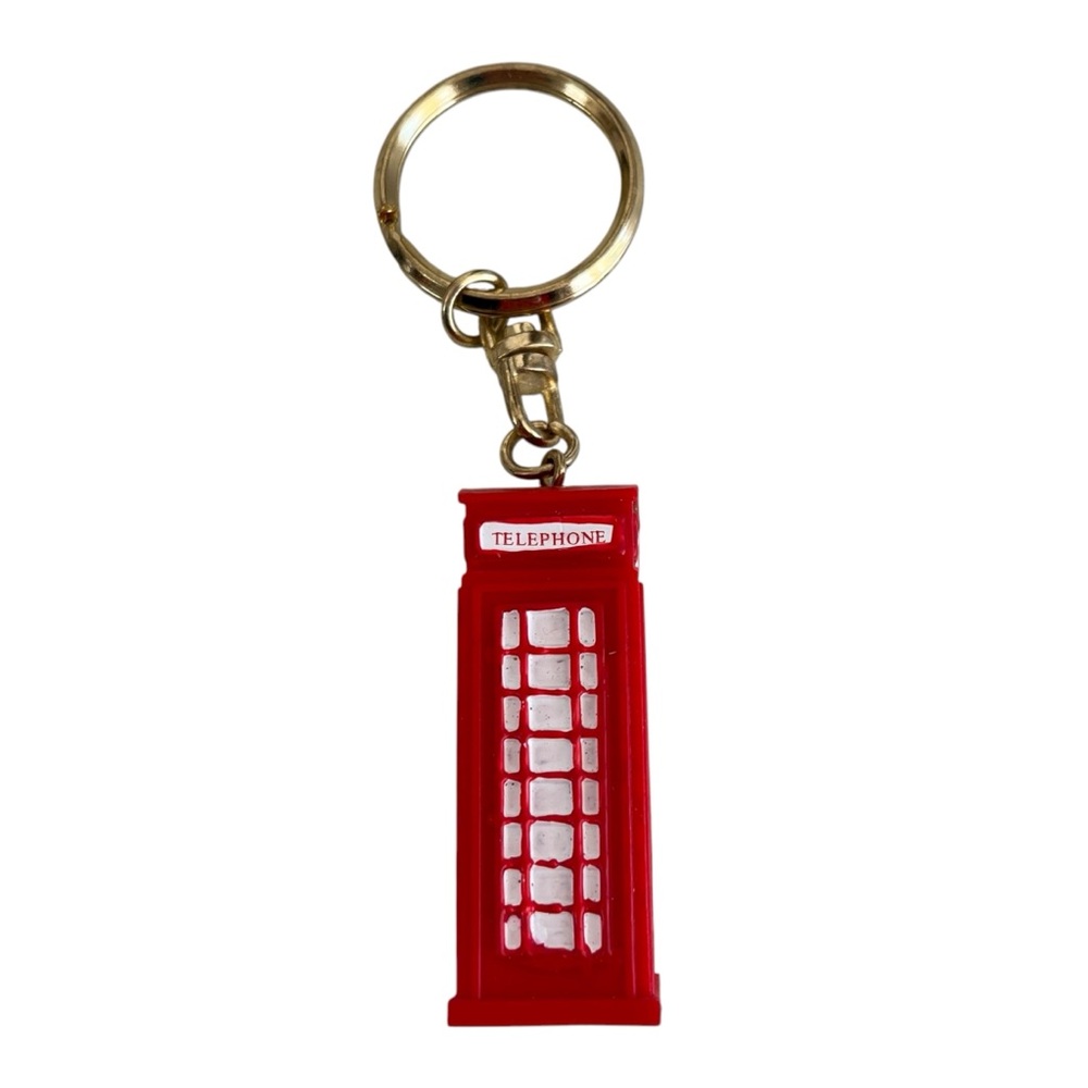 Vintage Red Telephone Box Keychain Souvenir Travel London England